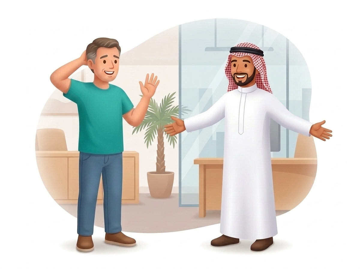 A warm Arabic greeting illustrating the challenge of not knowing how to respond